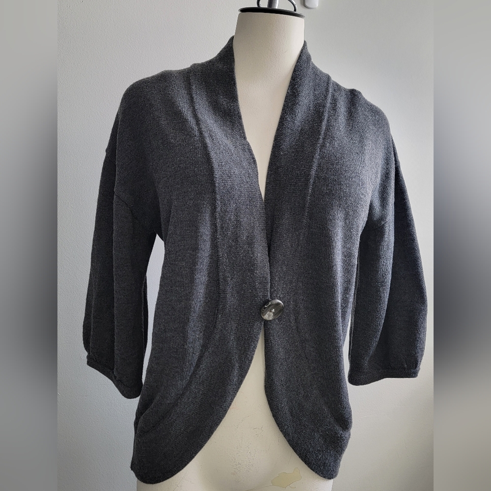 Ann Taylor Charcoal Open Front Cardigan